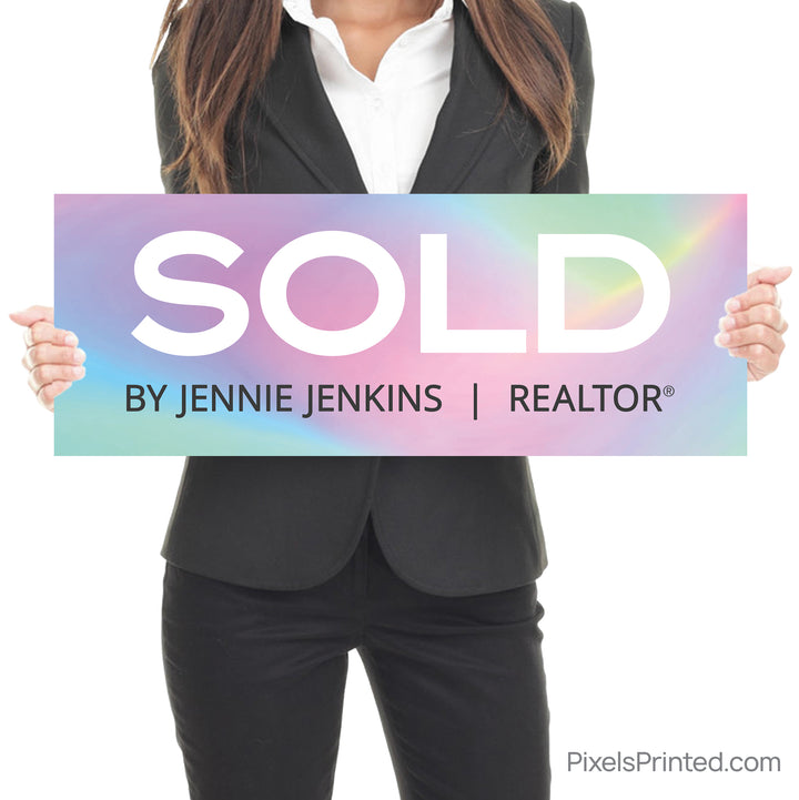 realtor closing photo sign with homeowners | sold by realtor sign