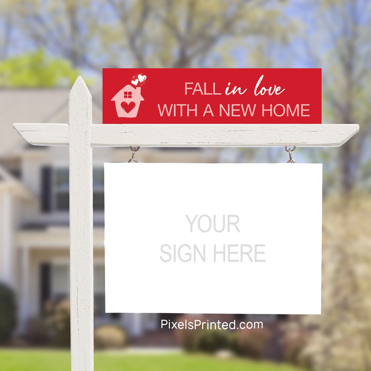 Valentine’s Day Real Estate Sign Rider – Fall in Love PixelsPrinted 